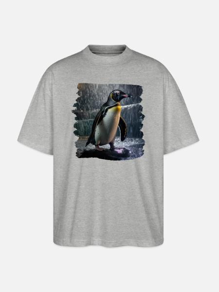 Pinguine realistic Pinguin - Stanley/Stella Oversized Unisex Bio T-Shirt Blaster 2.0 - Grau meliert