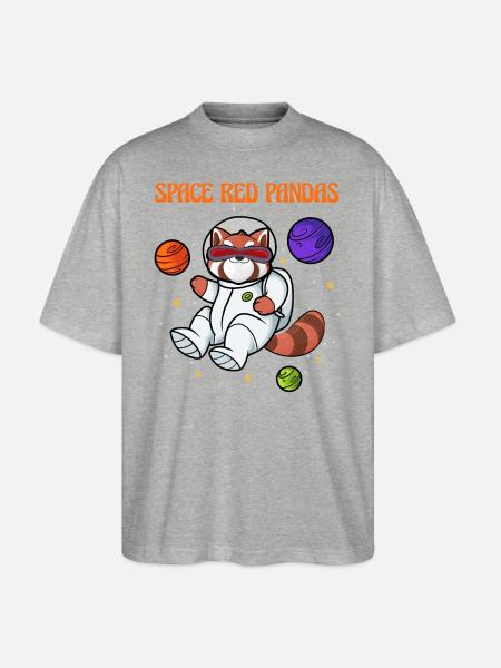 Space Red Pandas - Stanley/Stella Oversized Unisex Bio T-Shirt Blaster 2.0 - Grau meliert
