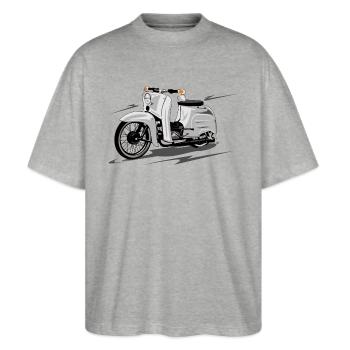 Simson Schwalbe KR51 Roller - Stanley/Stella Oversized Unisex Bio T-Shirt Blaster 2.0 - Grau meliert - Vorne - Alina (178cm) & Michal (187cm)