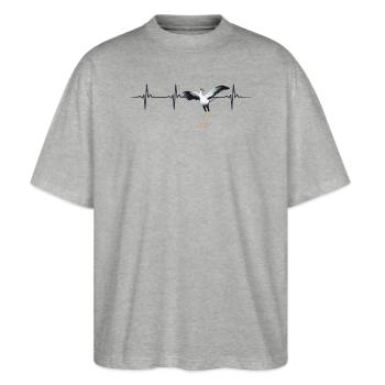 Sekretär Vogelherzschlag - Stanley/Stella Oversized Unisex Bio T-Shirt Blaster 2.0 - Grau meliert - Vorne - Alina (178cm) & Michal (187cm)