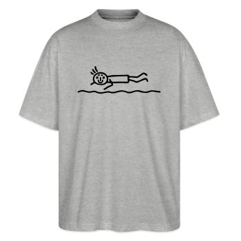 Strichmännchen krabbeln - Stanley/Stella Oversized Unisex Bio T-Shirt Blaster 2.0 - Grau meliert - Vorne - Alina (178cm) & Michal (187cm)