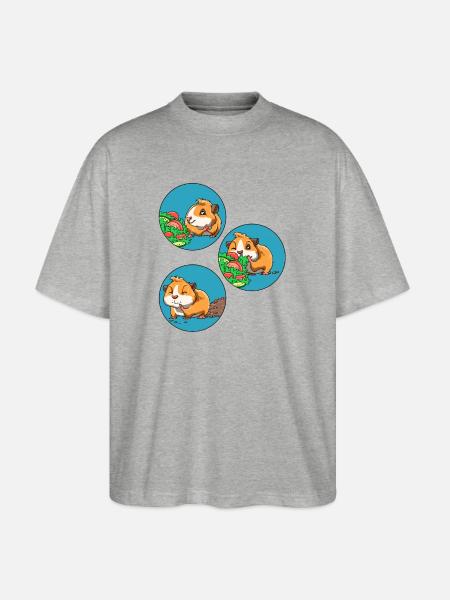 Meerschweinchen Futter Kacken Futtern - Stanley/Stella Oversized Unisex Bio T-Shirt Blaster 2.0 - Grau meliert