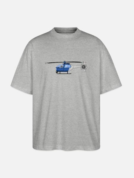 Pilot und Hubschrauber blau und weiß - Stanley/Stella Oversized Unisex Bio T-Shirt Blaster 2.0 - Grau meliert