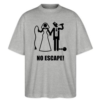 No Escape! (Wedding / Groom / Bachelor Stag Party) - Stanley/Stella Oversized Unisex Bio T-Shirt Blaster 2.0 - Grau meliert - Vorne - Alina (178cm) & Michal (187cm)
