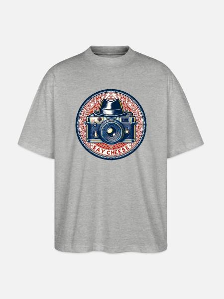 Say Cheese - Klick mit Stil - Stanley/Stella Oversized Unisex Bio T-Shirt Blaster 2.0 - Grau meliert