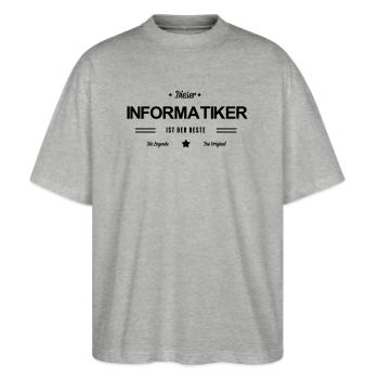 Bester Informatiker - Stanley/Stella Oversized Unisex Bio T-Shirt Blaster 2.0 - Grau meliert - Vorne - Alina (178cm) & Michal (187cm)