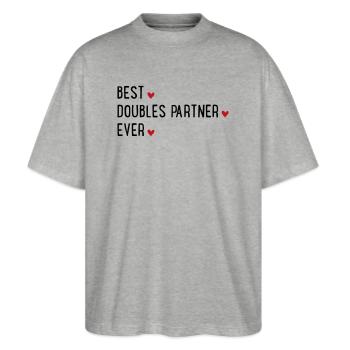 Doppel Partner - Stanley/Stella Oversized Unisex Bio T-Shirt Blaster 2.0 - Grau meliert - Vorne - Alina (178cm) & Michal (187cm)