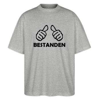 bestanden - Stanley/Stella Oversized Unisex Bio T-Shirt Blaster 2.0 - Grau meliert - Vorne - Alina (178cm) & Michal (187cm)