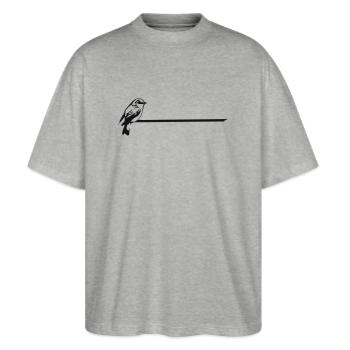 Spatz - Stanley/Stella Oversized Unisex Bio T-Shirt Blaster 2.0 - Grau meliert - Vorne - Alina (178cm) & Michal (187cm)