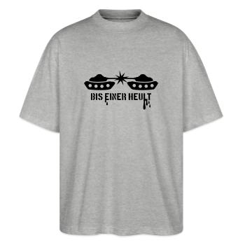 Bis einer heult! - Stanley/Stella Oversized Unisex Bio T-Shirt Blaster 2.0 - Grau meliert - Vorne - Alina (178cm) & Michal (187cm)