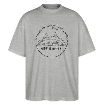 Keep it Simple Cloudy - Stanley/Stella Oversized Unisex Bio T-Shirt Blaster 2.0 - Grau meliert - Vorne - Alina (178cm) & Michal (187cm)