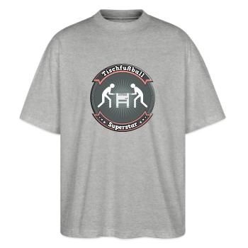 Tischfußball Kicker Tischfussball Tischkicker - Stanley/Stella Oversized Unisex Bio T-Shirt Blaster 2.0 - Grau meliert - Vorne - Alina (178cm) & Michal (187cm)