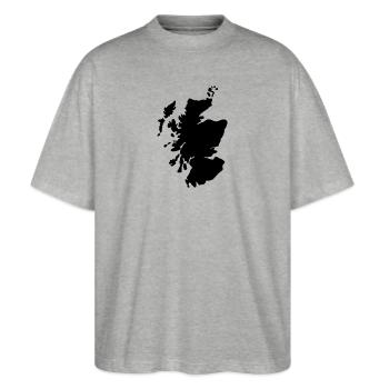 Schottland-Karte - Stanley/Stella Oversized Unisex Bio T-Shirt Blaster 2.0 - Grau meliert - Vorne - Alina (178cm) & Michal (187cm)