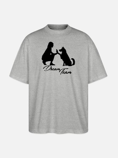 Dream Team Hund - Stanley/Stella Oversized Unisex Bio T-Shirt Blaster 2.0 - Grau meliert