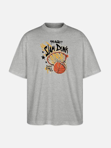 Basketball - Slam Dunk - Streetball - Stanley/Stella Oversized Unisex Bio T-Shirt Blaster 2.0 - Grau meliert