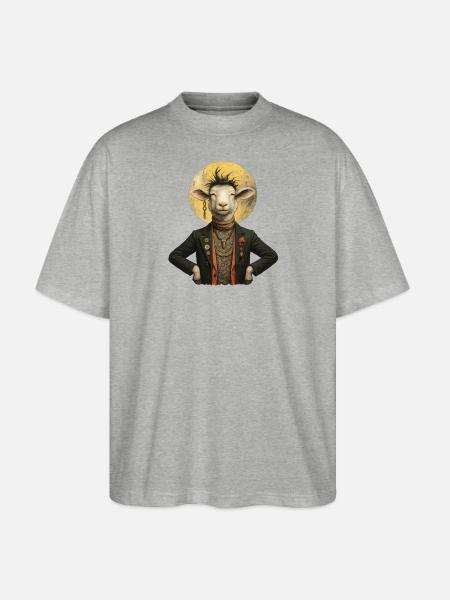 Mond Gentleman Schaf - Stanley/Stella Oversized Unisex Bio T-Shirt Blaster 2.0 - Grau meliert