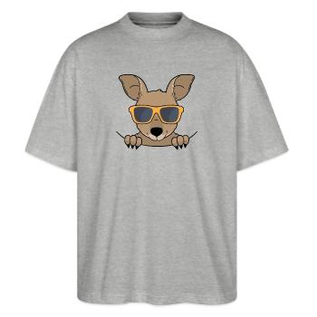 Süsses Känguru Mit Sonnenbrille - Stanley/Stella Oversized Unisex Bio T-Shirt Blaster 2.0 - Grau meliert - Vorne - Alina (178cm) & Michal (187cm)