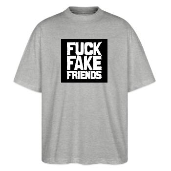 FICK - Stanley/Stella Oversized Unisex Bio T-Shirt Blaster 2.0 - Grau meliert - Vorne - Alina (178cm) & Michal (187cm)