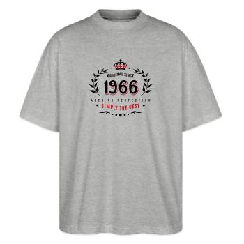 original since 1966 simply the best 50th birthday - Stanley/Stella Oversized Unisex Bio T-Shirt Blaster 2.0 - Grau meliert - Vorne - Alina (178cm) & Michal (187cm)