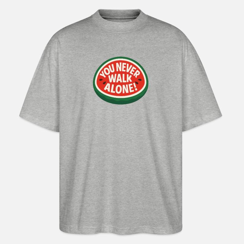 On ne marche jamais seul - Pastèque - T-shirt bio Blaster 2.0 coupe oversize Stanley/Stella Unisexe - gris chiné