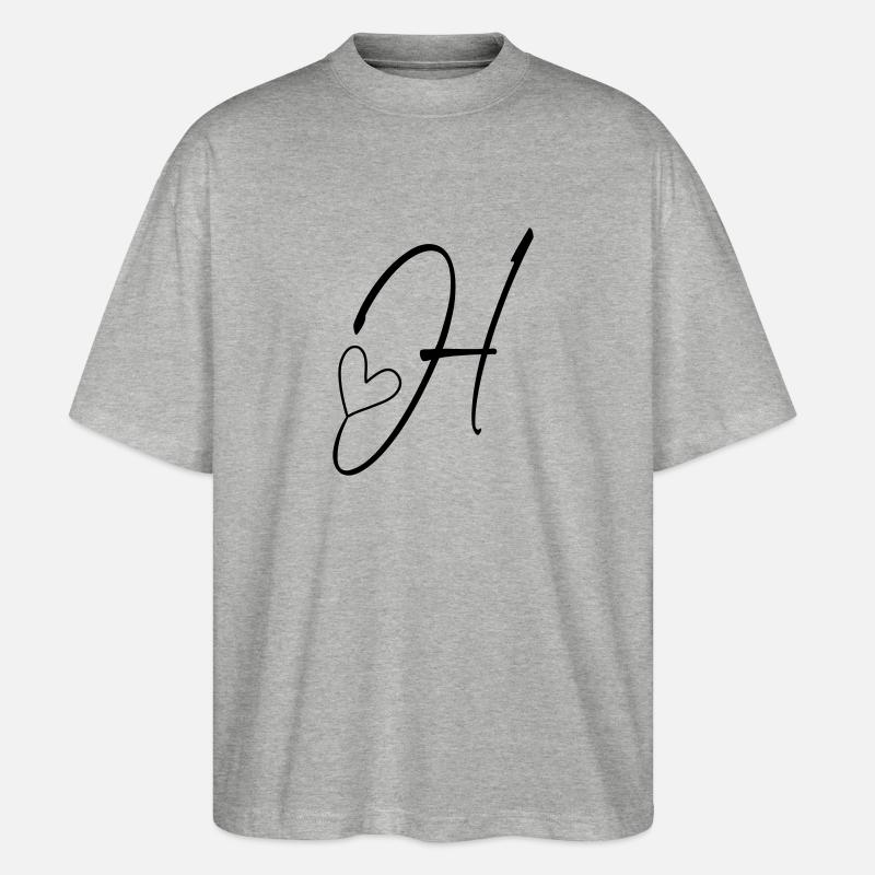 Buchstabe H Buchstabe-H Kalligrafie - Stanley/Stella Oversized Unisex Bio T-Shirt Blaster 2.0 - Grau meliert