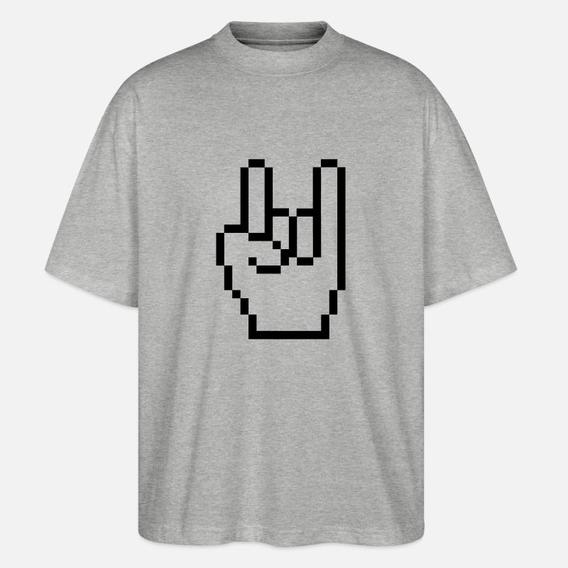 rock_computer_hand_01 - Stanley/Stella Oversized Unisex Bio T-Shirt Blaster 2.0 - Grau meliert