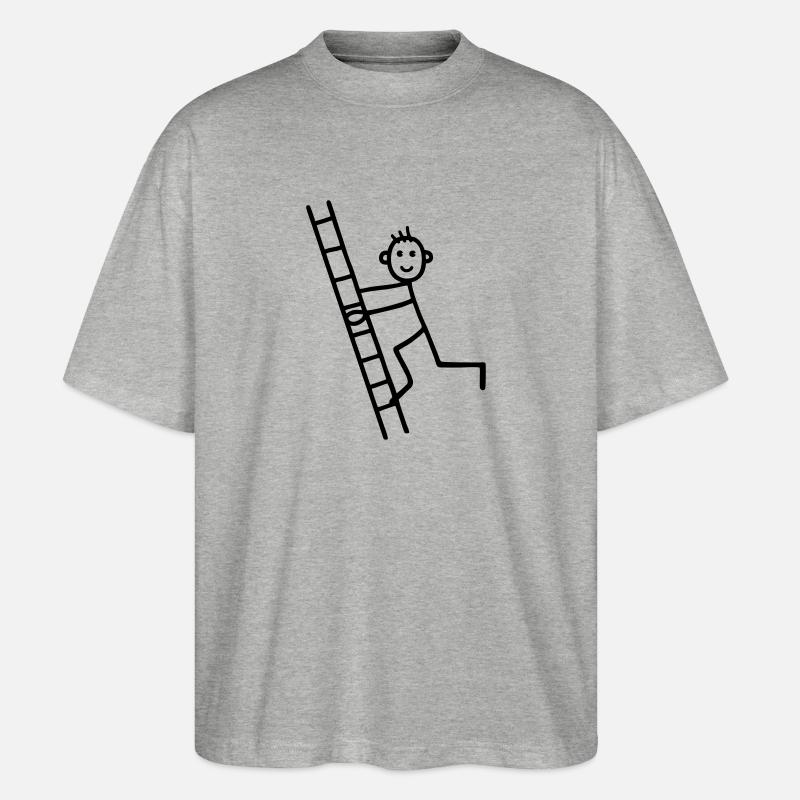 Mann auf Leiter - Stanley/Stella Oversized Unisex Bio T-Shirt Blaster 2.0 - Grau meliert