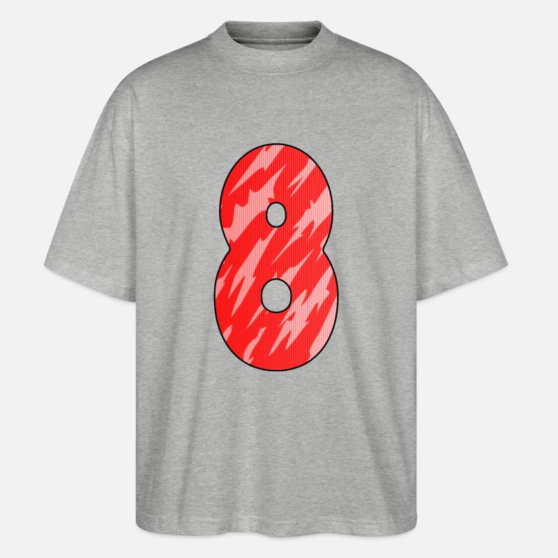8 Rot Muster - Stanley/Stella Oversized Unisex Bio T-Shirt Blaster 2.0 - Grau meliert