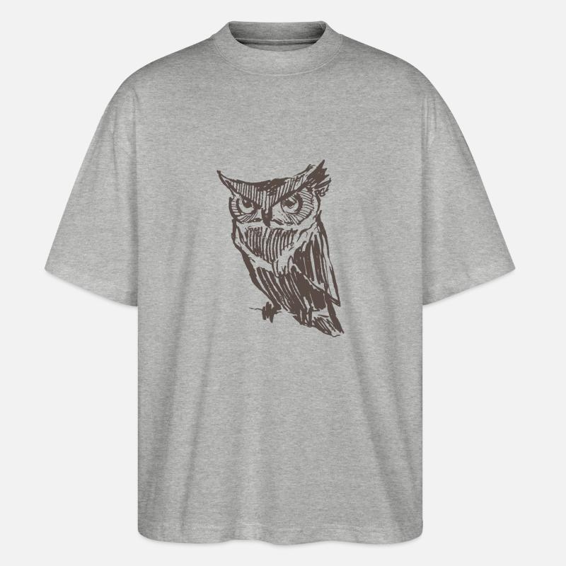 Eule - Stanley/Stella Oversized Unisex Bio T-Shirt Blaster 2.0 - Grau meliert