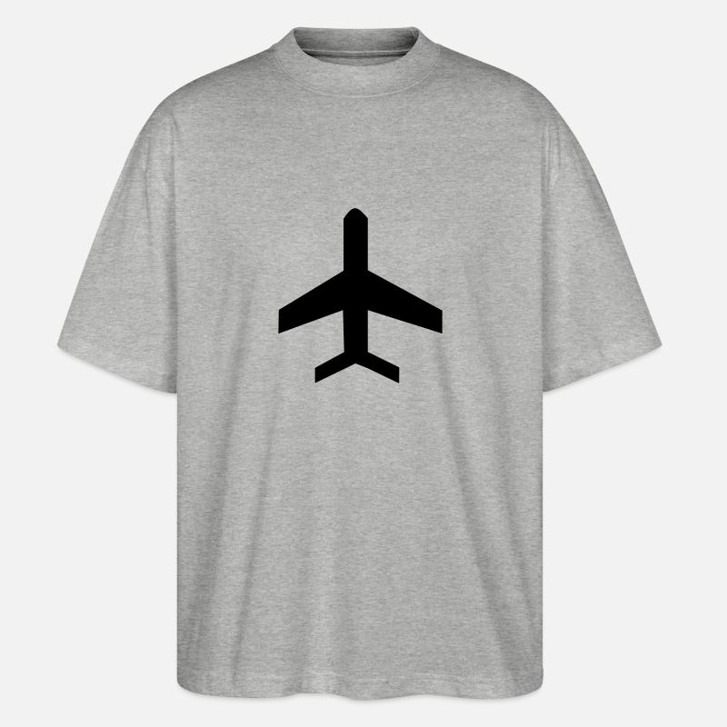 Icône de symbole d'avion - T-shirt bio Blaster 2.0 coupe oversize Stanley/Stella Unisexe - gris chiné
