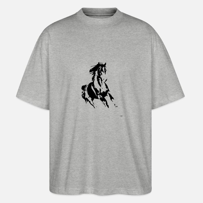 Laufendes Pferd 01 - Stanley/Stella Oversized Unisex Bio T-Shirt Blaster 2.0 - Grau meliert