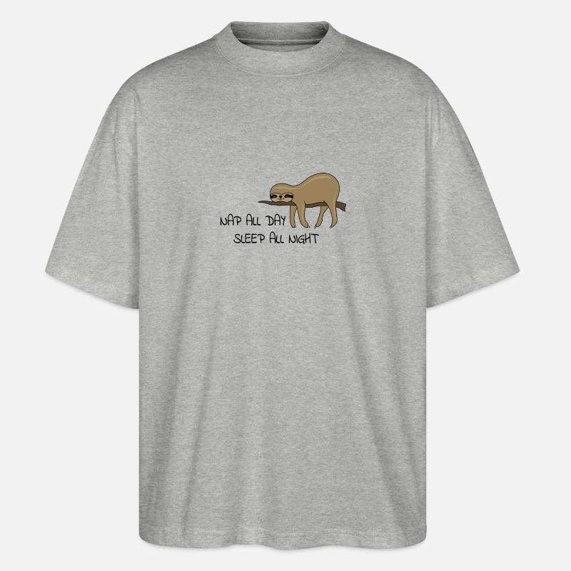 Faultier Napping - Stanley/Stella Oversized Unisex Bio T-Shirt Blaster 2.0 - Grau meliert