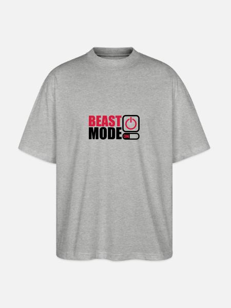 Beast Mode On Power An - Stanley/Stella Oversized Unisex Organic T-shirt Blaster 2.0 - heather grey