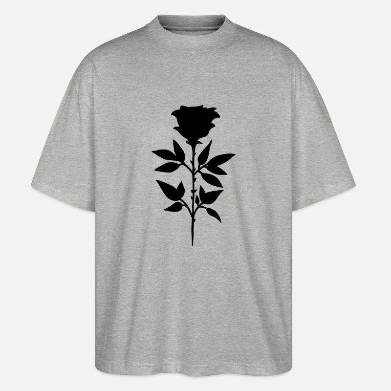 Schwarze Rose - Stanley/Stella Oversized Unisex Bio T-Shirt Blaster 2.0 - Grau meliert