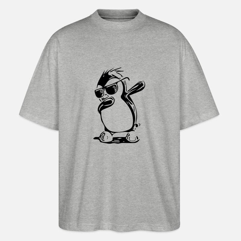 Cute Dabbing Penguin - Stanley/Stella Oversized Unisex Bio T-Shirt Blaster 2.0 - Grau meliert