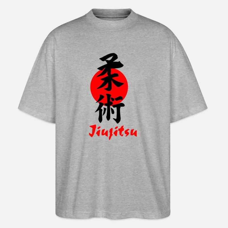 Jiujitsu Logo oder Emblem Kanji schwarz - Stanley/Stella Oversized Unisex Bio T-Shirt Blaster 2.0 - Grau meliert
