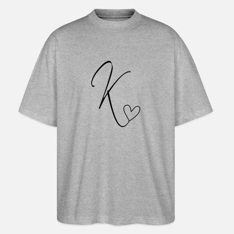Buchstabe K Buchstabe-K Kalligrafie - Stanley/Stella Oversized Unisex Bio T-Shirt Blaster 2.0 - Grau meliert