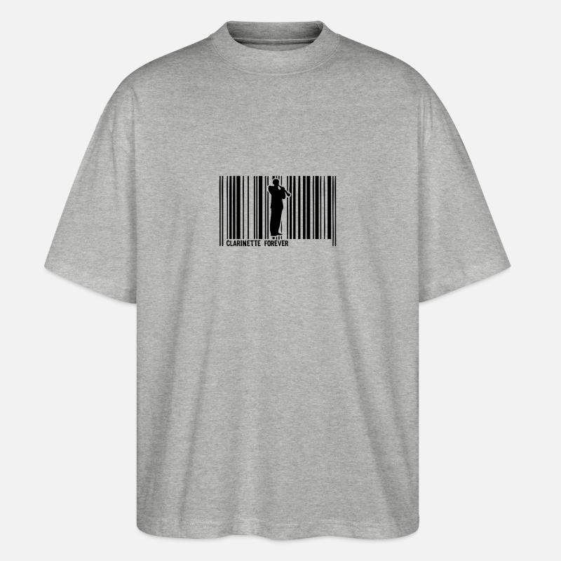 clarinette code barre1 - T-shirt bio Blaster 2.0 coupe oversize Stanley/Stella Unisexe - gris chiné