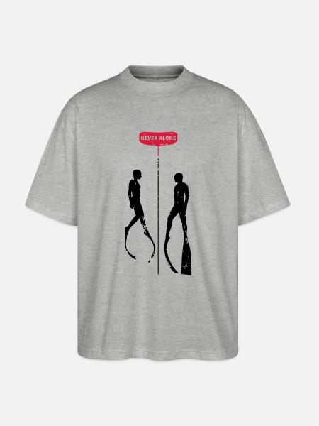 Never Alone Bifins - Stanley/Stella Oversized Unisex Bio T-Shirt Blaster 2.0 - Grau meliert