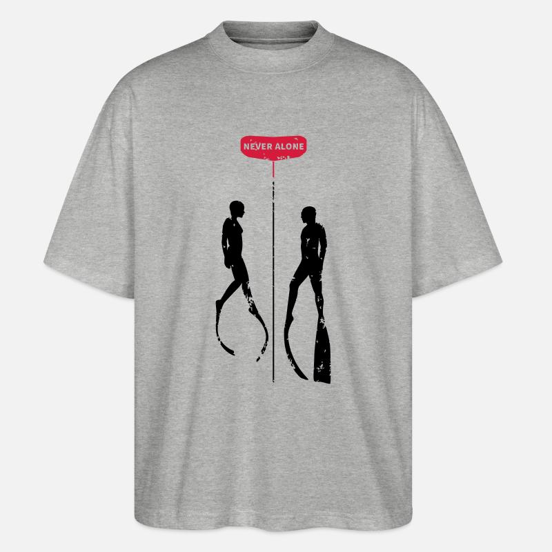 Never Alone Bifins - Stanley/Stella Oversized Unisex Bio T-Shirt Blaster 2.0 - Grau meliert