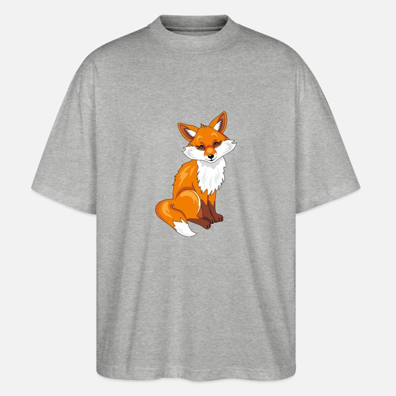 Sitzender süßer, schüchterner Fuchs - Stanley/Stella Oversized Unisex Bio T-Shirt Blaster 2.0 - Grau meliert