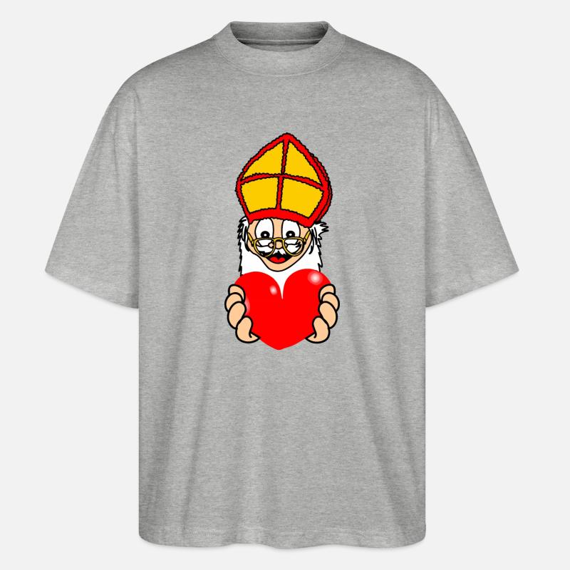 Sinterklaas mit Herz - Stanley/Stella Oversized Unisex Bio T-Shirt Blaster 2.0 - Grau meliert