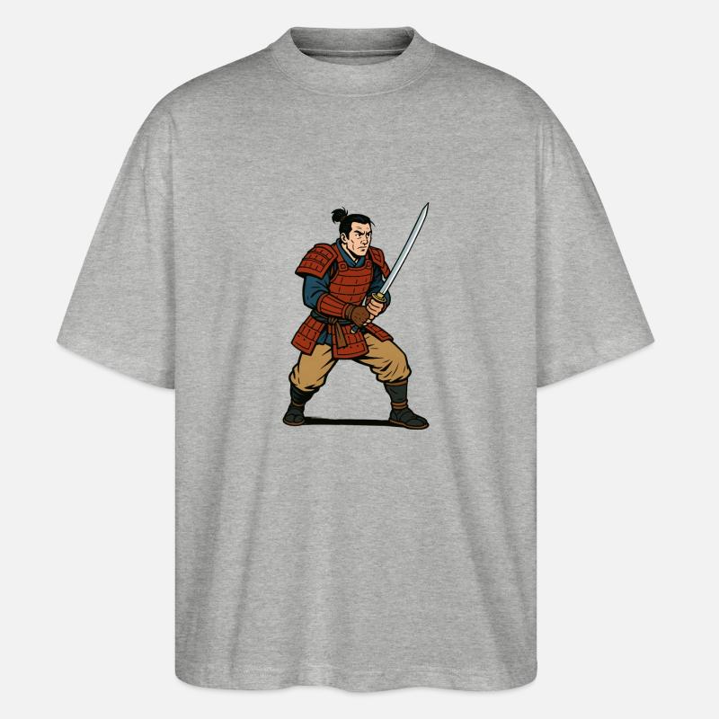 japan krieger samurai - Stanley/Stella Oversized Unisex Bio T-Shirt Blaster 2.0 - Grau meliert