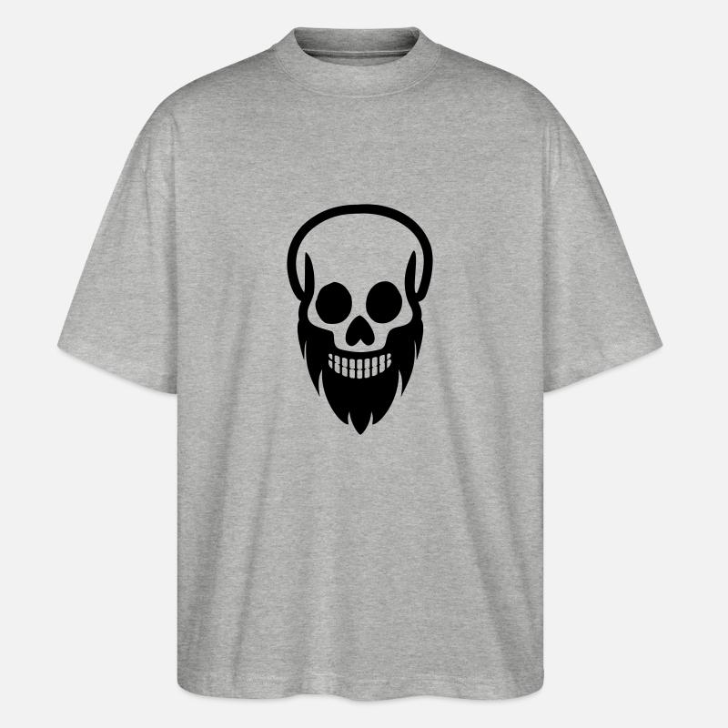 Schädel Bart - Stanley/Stella Oversized Unisex Bio T-Shirt Blaster 2.0 - Grau meliert