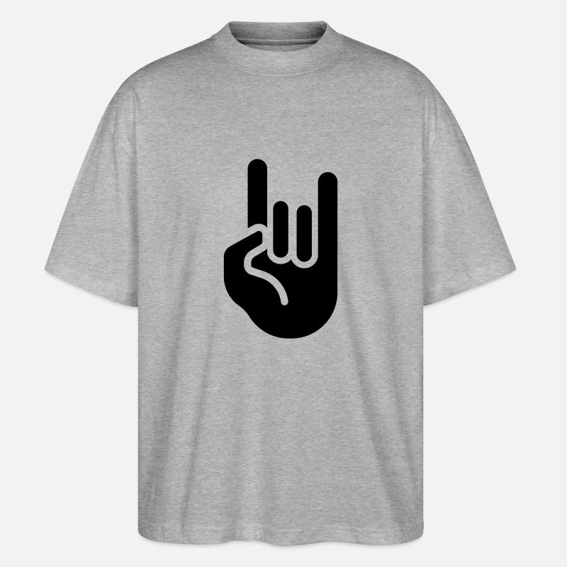 rock hand - Stanley/Stella Oversized Unisex Bio T-Shirt Blaster 2.0 - Grau meliert