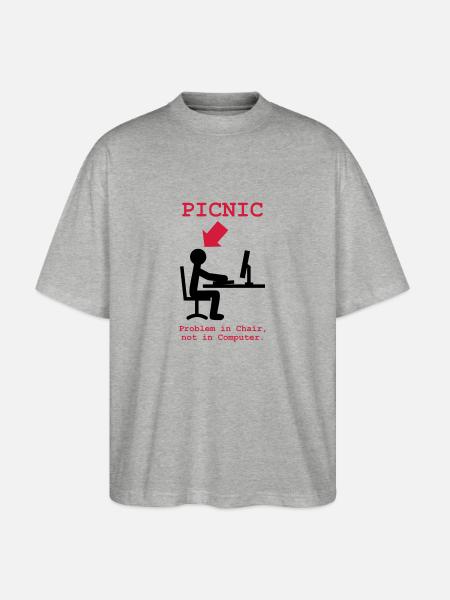 PICNIC - Problem in Chair, not in Computer - geek - Stanley/Stella Oversize Unisex Øko T-shirt Blaster 2.0 - grå meleret