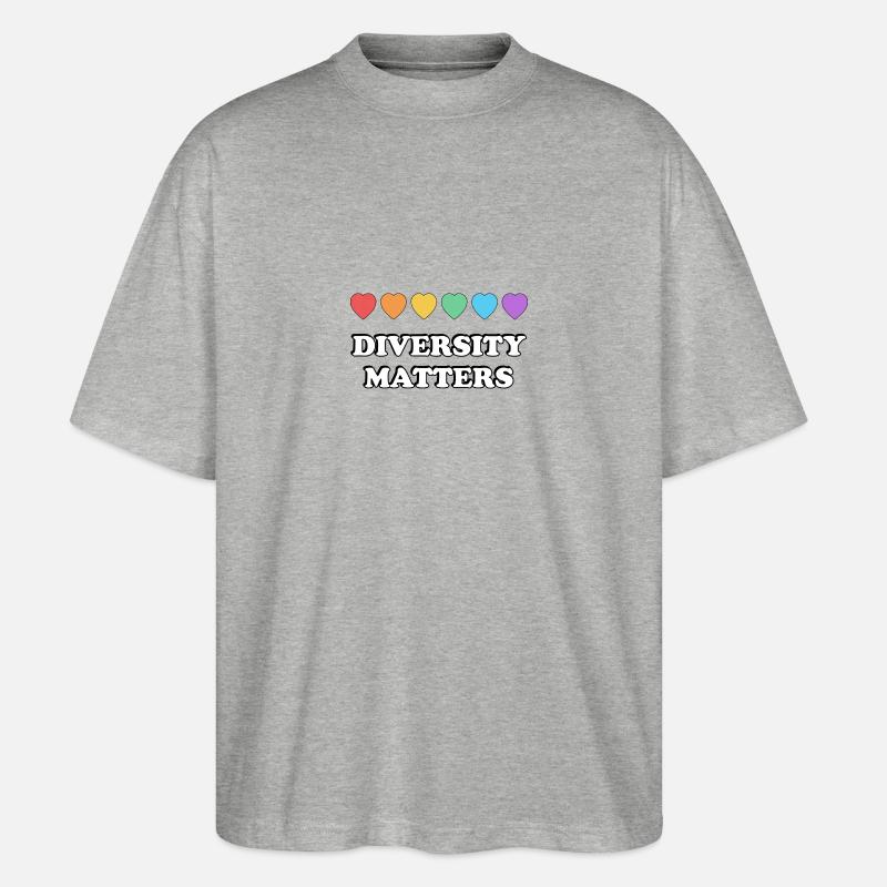 La diversité compte Rainbow Hearts - T-shirt bio Blaster 2.0 coupe oversize Stanley/Stella Unisexe - gris chiné