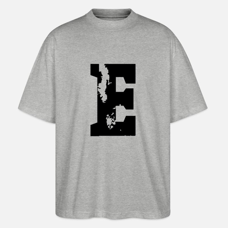 E - Buchstabe - Stanley/Stella Oversized Unisex Bio T-Shirt Blaster 2.0 - Grau meliert