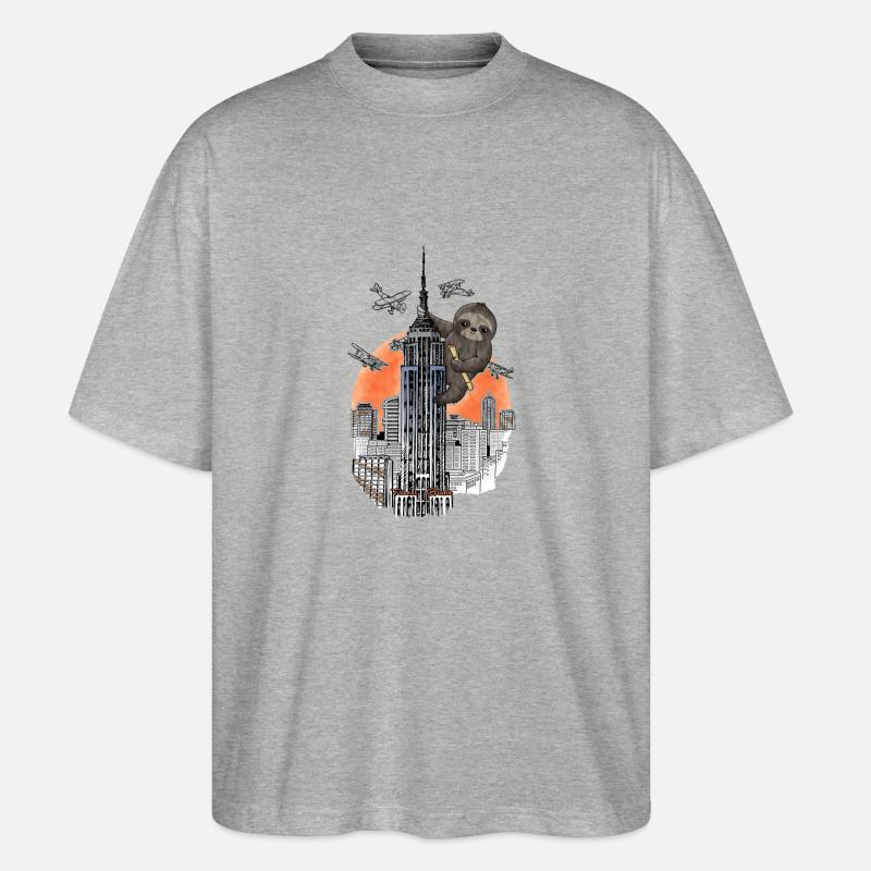 King Sloth - Stanley/Stella Oversized Unisex Bio T-Shirt Blaster 2.0 - Grau meliert