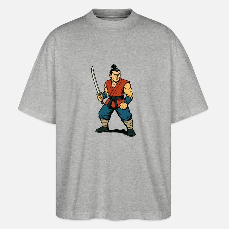 japan krieger samurai - Stanley/Stella Oversized Unisex Bio T-Shirt Blaster 2.0 - Grau meliert